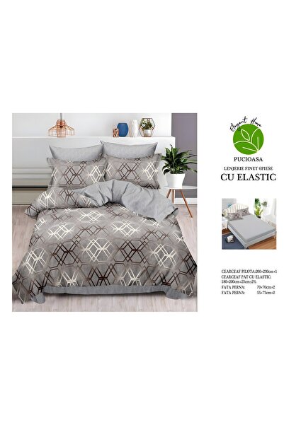 naniland.ro Lenjerie de Pat Bumbac Satinat 2 Persoane 6 Piese cu Elastic 180x...
