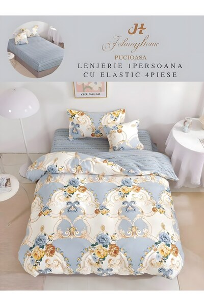 naniland.ro Duvet Cover Set 1 Person 4 Pieces with Stretchy 155x200 cm, Model...