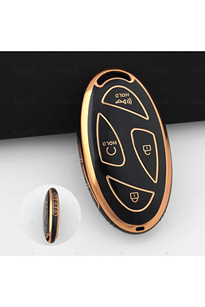 Alazpay غطاء مفتاح من مادة TPU ذو حافة ذهبية لسيارة هيونداي توسان أيونيك كونا...