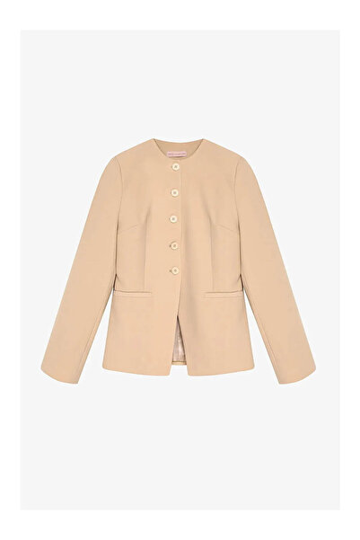 Quzu Button Detailed Stone Women's Jacket Ckt00917