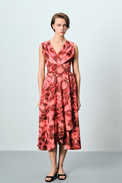 boneqa barcelona Linen Blend Floral Patterned Dress