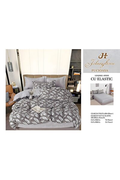 naniland.ro Lenjerie de Pat Bumbac Satinat 2 Persoane 6 Piese cu Elastic 180x...
