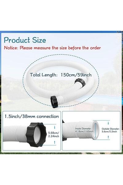 Choice1 150cm Pool Pump Hose Pool Pump Replacement Hose Quick Connect Replace...