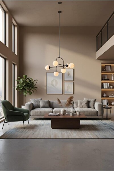 Elizim Home Lighting Petra Metal Siyah Gövdeli Beyaz Cam'lı Modern Dekorasyon...