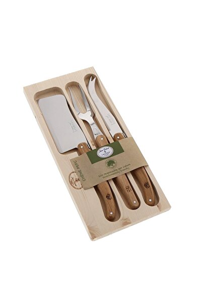 Jean Dubost Set de cutite pentru branza Laguiole, 3 piese, lemn de stejar, inox