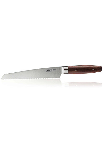 GEFU Cutit de paine ENNO, 21cm, lama ondulata, maner din nuc