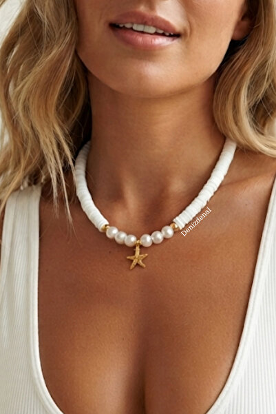 DENİZDENAL Fimo Pearl Starfish Necklace