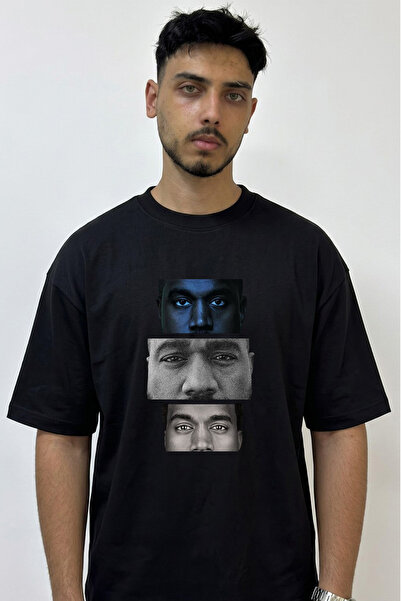 Anetos Kanye West_78 dizajn, štampana oversize crna majica