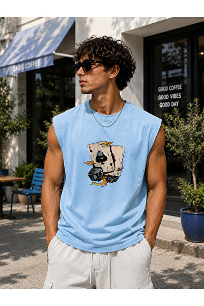 caddekombin Zero Sleeve Unisex Playing Cards Printed Cotton Combed Crew Neck ...
