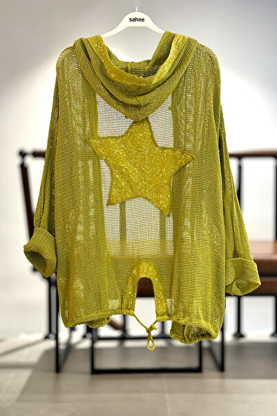 sahnemoda Star embossed hooded mesh imported jacket