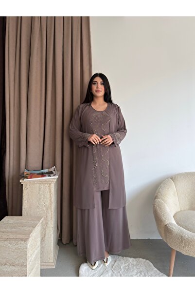 Missrosemoon Yeni Sezon Tesettür 3’lü Takım – Taş detaylı, Tunik ve Pantolon ...