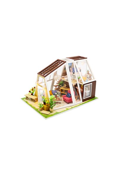 CasaDesteapta.ro Kit Căsuță de Păpuși Miniaturală 1:24 DIY, Mansardă cu Teras...