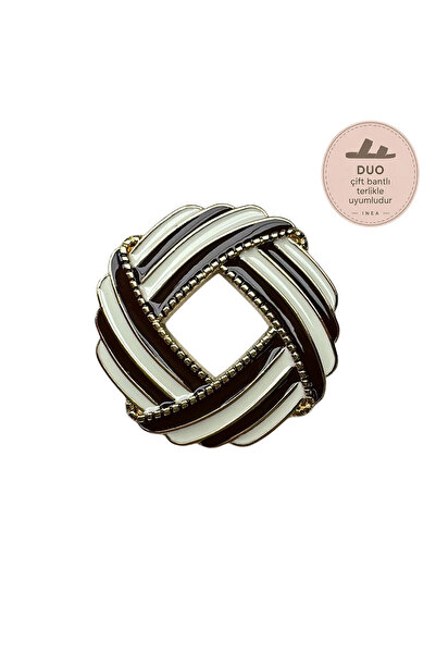 INEA Vintage Duo Charm - Krem & Kahverengi - DUO Çift Band Terlikle Uyumlu
