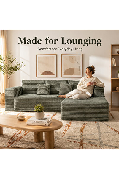 Generic Modular Sectional Sofa Boneless Couches for Living Room, L-Shaped Clo...