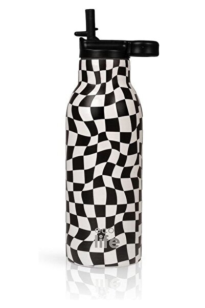 Ecolife Μεταλλικό Θερμός Μαύρο και Λευκό 550ml (33-BO-2213)