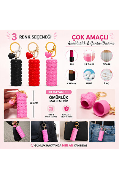 DKY Multi-Purpose Keychain Lipbalm Case Bag Accessory Bag Charm