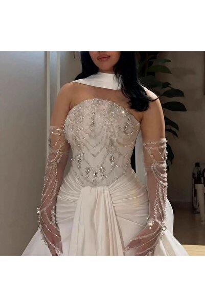 Bamah Royal White Embroidered Evening Dress Luxurious High-End Embroidery Eve...