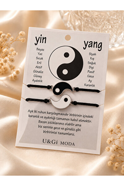 U&Gi Moda Ying Yang Couple Bracelet- Unisex Lover Bracelet, Black-White Brace...