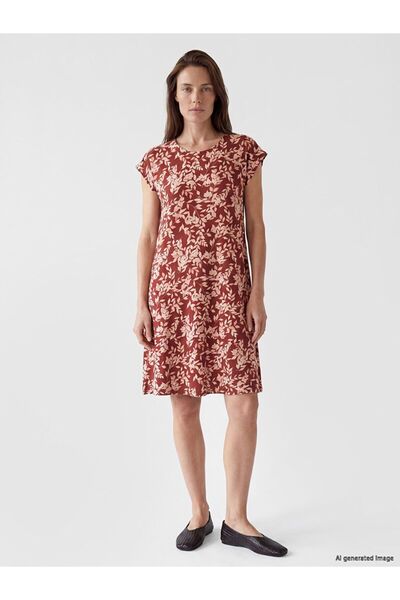 LC Waikiki Lcw Grace Red Crew Neck Floral Dress