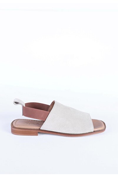 Hayati Arman Women's Genuine Leather Flat Sandals with Elastic Back and Blunt...