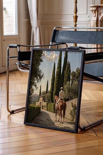 Postifull Horse and Rider Poster, Black Framed Poster, Old Money Series, No:1...