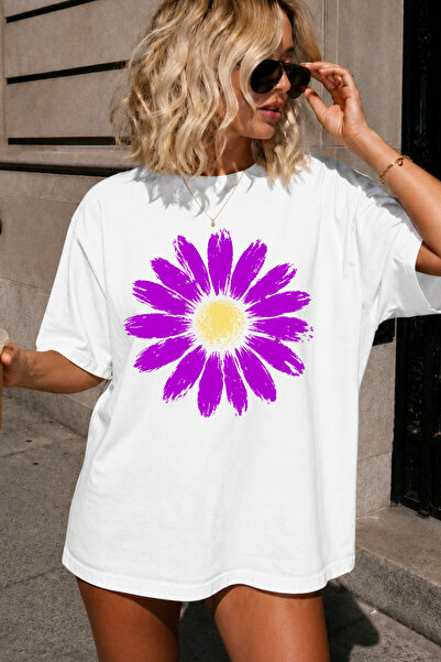 Auryne Jewelry Oversize Vintage Wildflower Daisy Unisex Custom Design Print T...