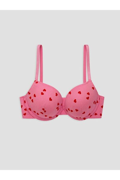 LC Waikiki LCW DREAM Pembe Balenli Dolgulu Kalp Nakışlı Tişört Sütyen