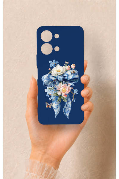 Vip Case Vivo Y05 4g Compatible Blue Ribbon Flower Pattern Silicone Case