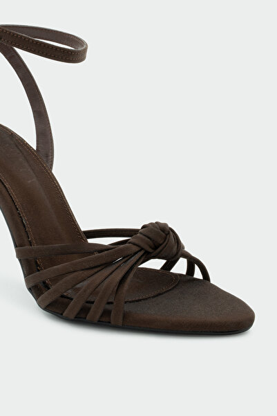LAMİNTA Waster Knot Detailed Women's Bitter Brown Heeled Shoes