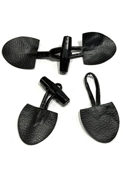 karantuhafiye Crni kožni Biritli Shepherd gumb / 13cm / Set gumba (cbn30)