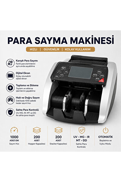 diğer 111 TL , EURO KARIŞIK SAYAN DOLAR ADET SAYAN PARA SAYMA MAKİNASI