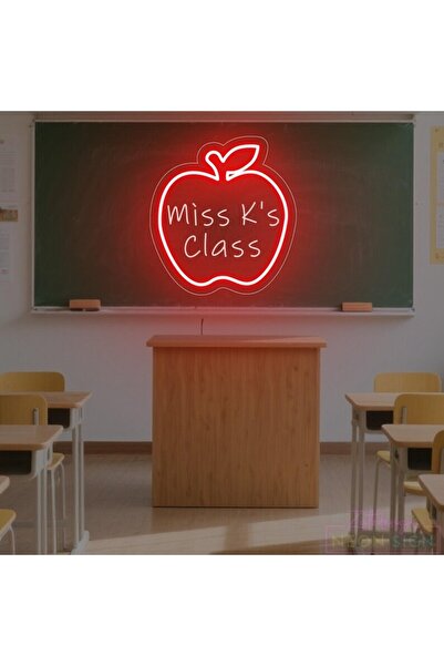 Slasa Custom Teacher Name LED Neon Sign with 6mm Acrylic Base Red 35x48 cm