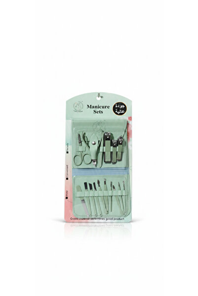 Soft Velvet 16-Piece Manicure and Pedicure Set with Portable Case - Green