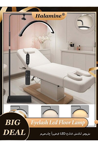 Halamine Eyelash Led Floor Lamp, Rotating Half Moon Eyelash Lamp, Beautician ...