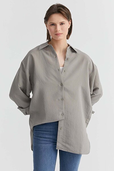 PAULMARK Women's Draped Striped Shirt