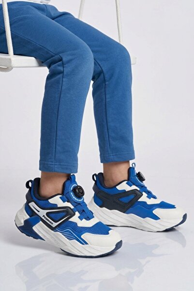 Promax Saks Blue White Lace-Up Boys' Sports Shoes