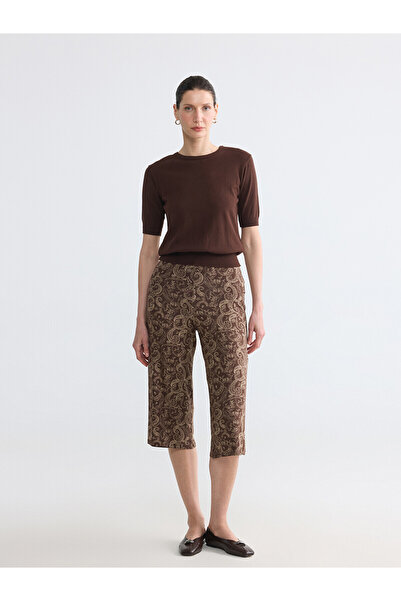 LC Waikiki Vizyon New Season Elastic Waist Patterned Women's Capri Pants