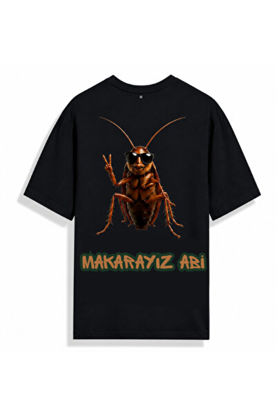 Violon Black Makarayız Abi Graphic Printed Oversize T-Shirt