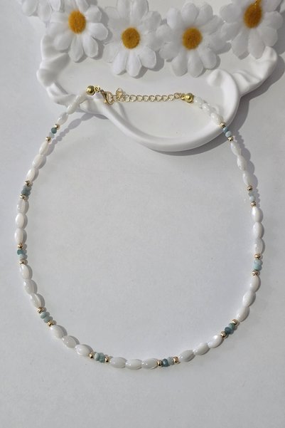 c-bhadu naturel Certified Barley, Amazonite Natural Stone Necklace