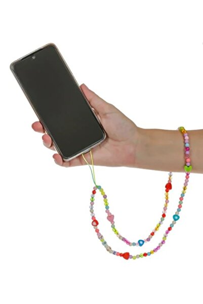 OEM Curea accesoriu telefon mobil cu mărgele colorate, inimioare și inscripți...