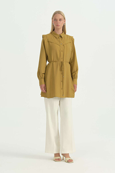 Nihan Beli Belted Lyocell Tunic - Mustard