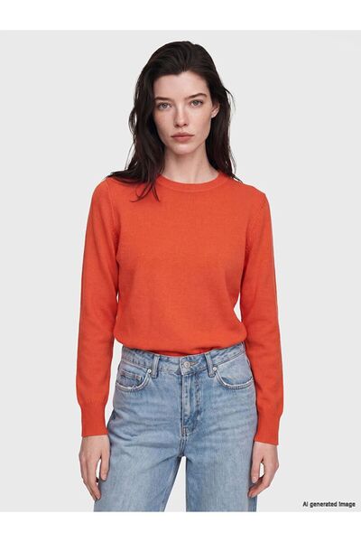 LC Waikiki Lcw Comfort Orange Crew Neck Women's Knitwear Sweater