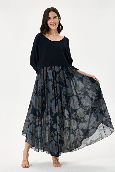 della moor Black Italian Floral Patterned, Cut-Off Knitwear and Lined Suspend...