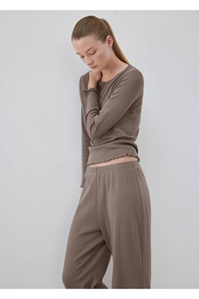 MANGO Woman Delikli pamuklu iki parça pijama