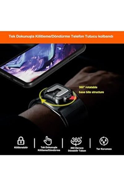 Yıldızan Edl Shop Sports Running Wristband Phone Holder 360 °   Rotatable and...