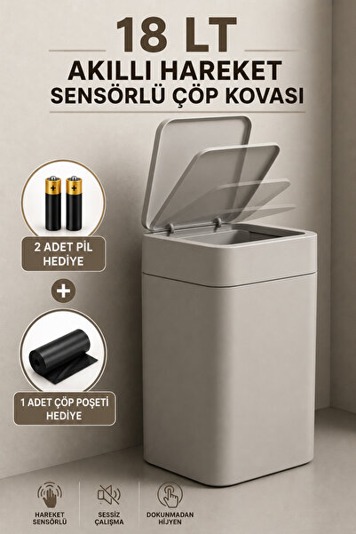 Funny Life 18 LT Akıllı Hareket Sensörlü Çöp Kovası 2 Pil + Çöp Poşeti Hediye...