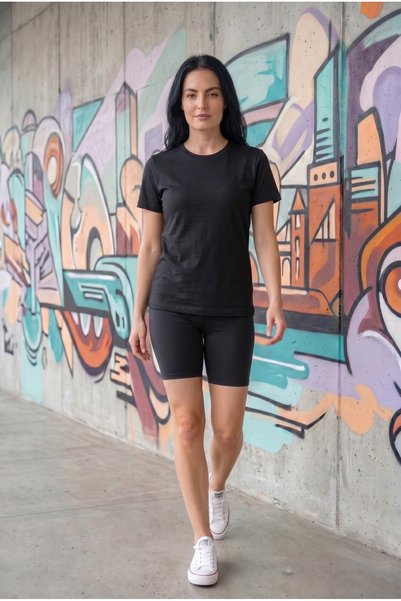 ODİN ATLAS Women's Black Color Summer Favorite Regular Fit T-Shirt