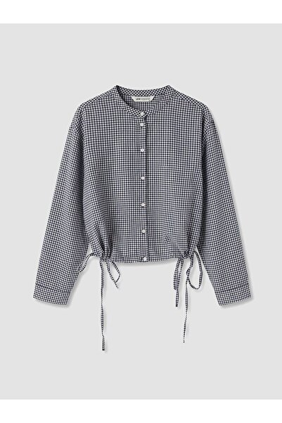 LC Waikiki Lcw Modest Blue Hakim Collar Plaid Women's Shirt