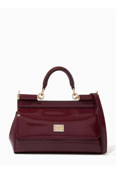 D&G Small East West Sicily Top-handle Bag in Glossy leather, Women's Shoulder...