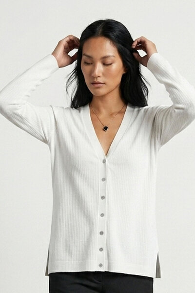 Şiir Lisa Comfortable Fit Slit Soft Textured Buttoned Long Sleeve Knitted Jac...